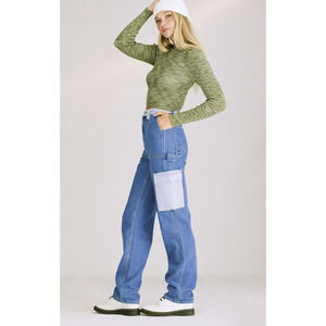 PacSun Womens Colorblock Boyfriend Cargo Carpenter Pants Jeans Size 26 Straight